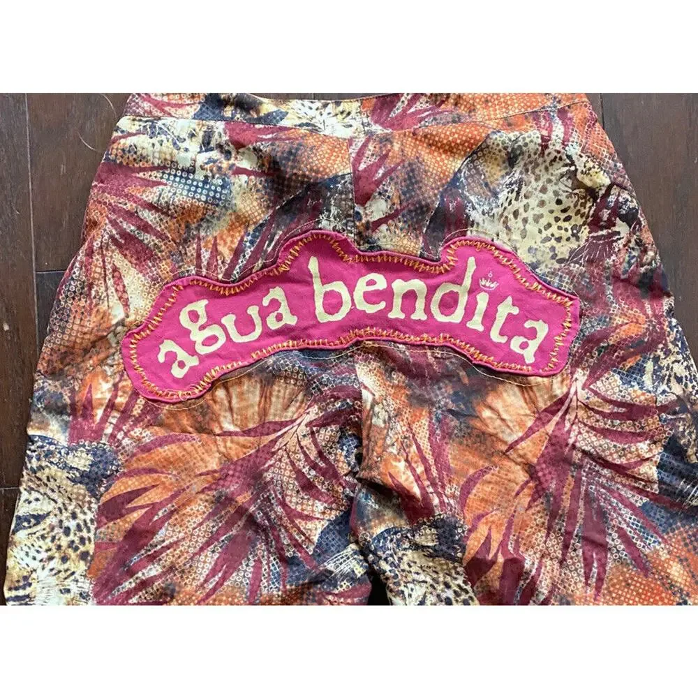 Agua Bendita Swim Trunks Men 32 M Brown Orange Leopard Printed Board Shorts